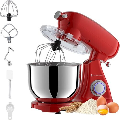 Tweedekans KitchenBrothers Keukenmachine - Keukenrobot - 6L Mengkom - 1800W - Aluminium - Rood Tweedehands