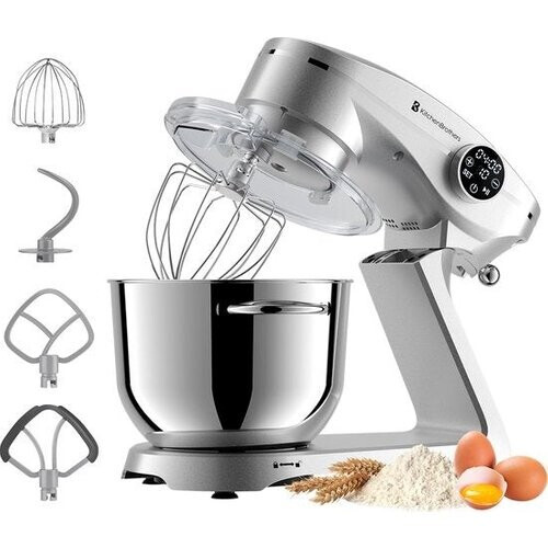 Tweedekans KitchenBrothers Keukenmachine - Touch Display en Timer - Keukenrobot - 6L - 1800W - Aluminium - Zilver Tweedehands