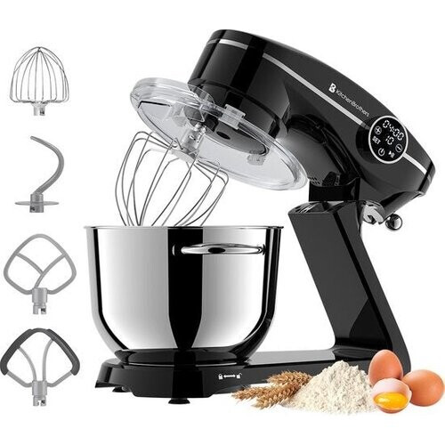Tweedekans KitchenBrothers Keukenmachine - Touch Display en Timer - Keukenrobot - 6L - 1800W - Aluminium - Zwart Tweedehands