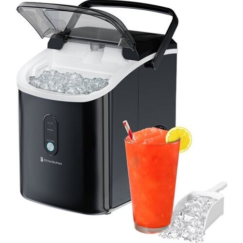 Tweedekans KitchenBrothers Nugget IJsblokjesmachine - 1.1L - Crushed Ice Maker met IJsschep – Draagbaar – 15kg/24 uur - Zwart Tweedehands