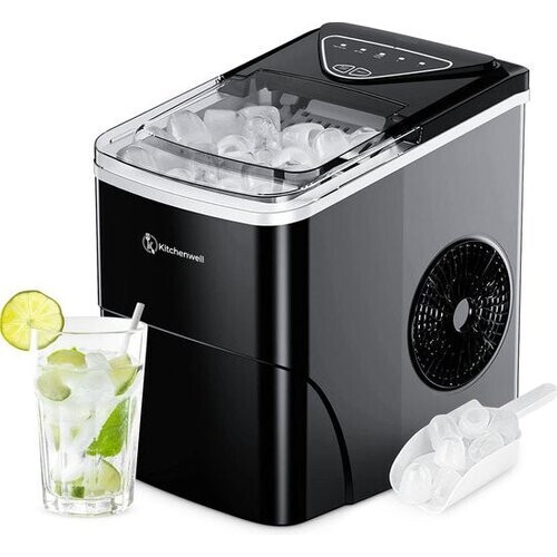 Tweedekans Kitchenwell IJsblokjesmachine – 2L - IJsblokjesmaker met IJsschep – 12kg/24 uur – Zelfreinigingsfunctie - Zwart Tweedehands