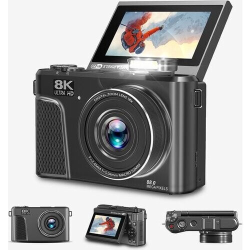Tweedekans K&L Compactcamera - 8K - 88MP - 128GB - 18xZoom - Zwart Tweedehands