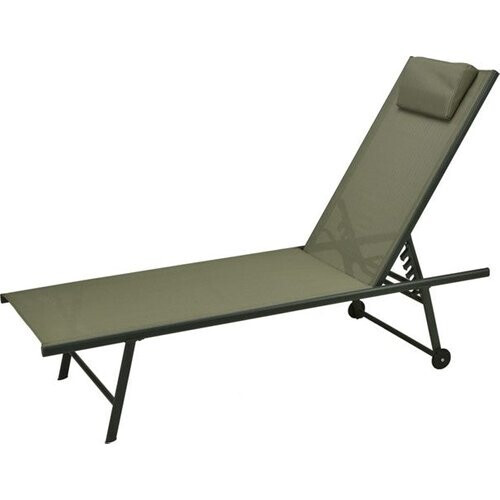 Tweedekans KM Loungebed met Kussen - Verstelbaar - 185 x 55 x 32 cm - Groen Tweedehands