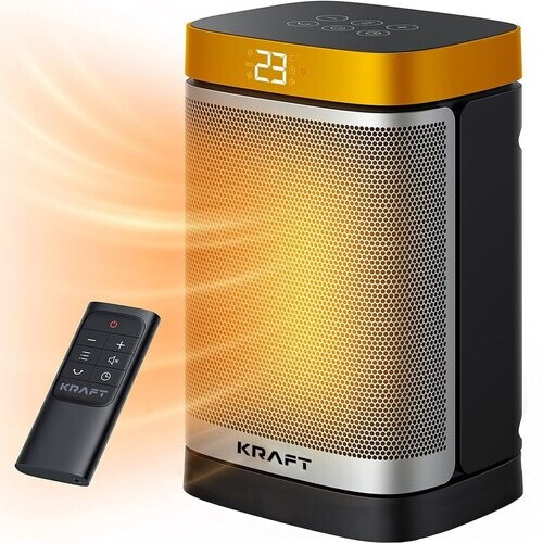 Tweedekans KRAFT Elektrische Kachel - Keramische Ventilatorkachel - Heater - Terrasverwarmer - Verwarming Electrisch - 1500W - 70° Draaifunctie Tweedehands