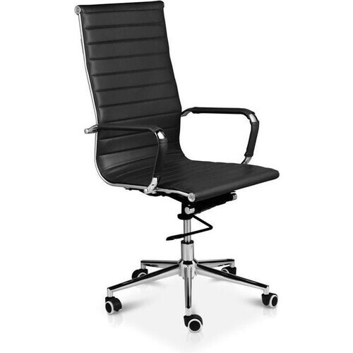 Tweedekans LIFA LIVING Bureaustoel Brisbane - Zwart - Leer - Modern - Ergonomisch - Verstelbaar - Draagcapaciteit: 150 kg Tweedehands