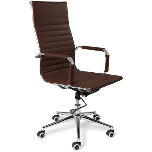 Tweedekans Lifa Living Bureaustoel Oxford - Zitting Van Buffelleer - Metalen Frame - 150 kg Draagvermogen - Donkerbruin Tweedehands