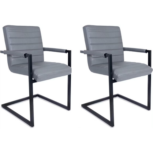 Tweedekans Lifa-Living Eetkamerstoel - Set van 2 - Max. 150 kg - 54 x 45 x 84 cm - Grijs Tweedehands