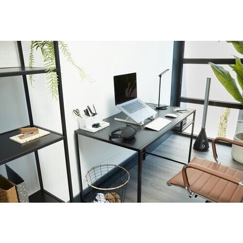 Tweedekans Lifa Living - Industrieel Bureau - Zwart - Metaal - MDF - met Onderblad - Strak Design - 114 x 60 x 76 cm Tweedehands