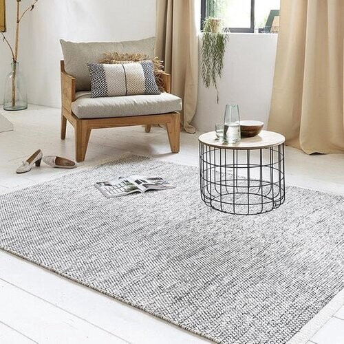 Tweedekans Lifa Living Vloerkleed – Wol & Katoen – Geweven – 160x230 cm – Scandinavisch Design – Zwart/Wit Tweedehands