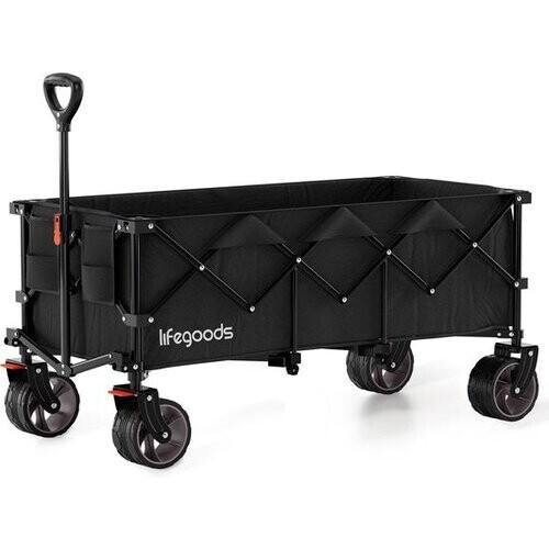 Tweedekans LifeGoods Bolderkar - XXL - Opvouwbaar - 300L - 150KG Draagkracht - Zwart Tweedehands