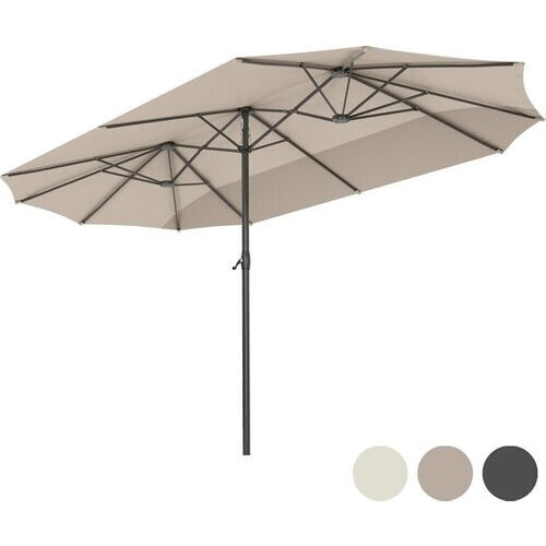 Tweedekans LifeGoods Dubbele Parasol - 270x460cm - tot 15 Personen - Waterdicht - met Hoes - Taupe Tweedehands