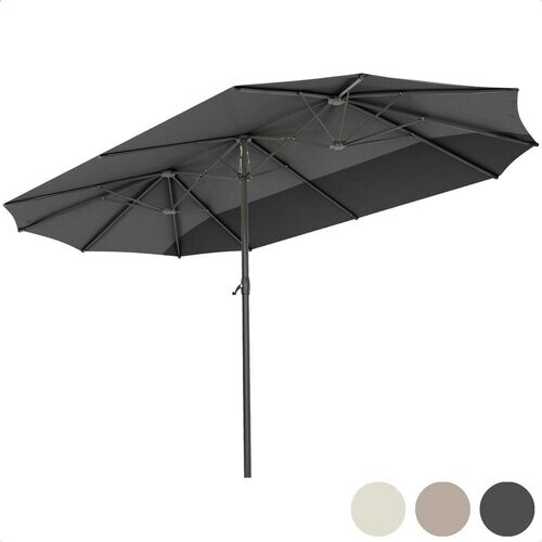 Tweedekans LifeGoods Dubbele Parasol - 270x460cm - Waterdicht - met Hoes - Donkergrijs Tweedehands