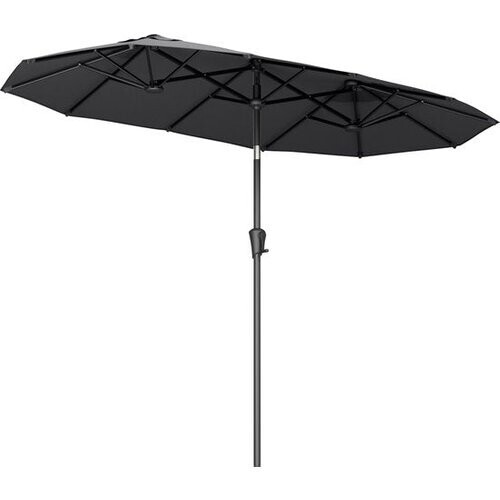 Tweedekans LifeGoods Dubbele Parasol - Tuin - 160x300cm - tot 8 Personen - Waterdicht - UPF50+ - Donkergrijs Tweedehands