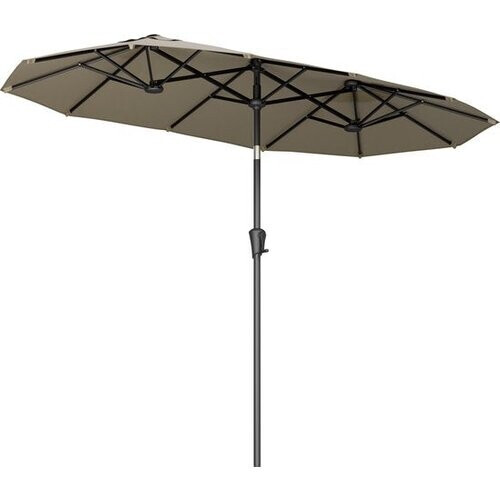 Tweedekans LifeGoods Dubbele Parasol - Tuin - 160x300cm - tot 8 Personen - Waterdicht - UPF50+ - Taupe Tweedehands