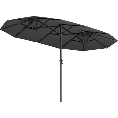 Tweedekans LifeGoods Dubbele Parasol - Tuin - 220x400cm - tot 8 Personen - Waterdicht - UPF50+ - Donkergrijs Tweedehands