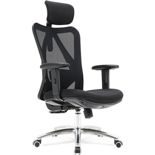 Tweedekans LifeGoods Ergonomische Bureaustoel - Office Chair - Volwassenen - Verstelbaar - Hoofdsteun - Zwart/Chroom Tweedehands
