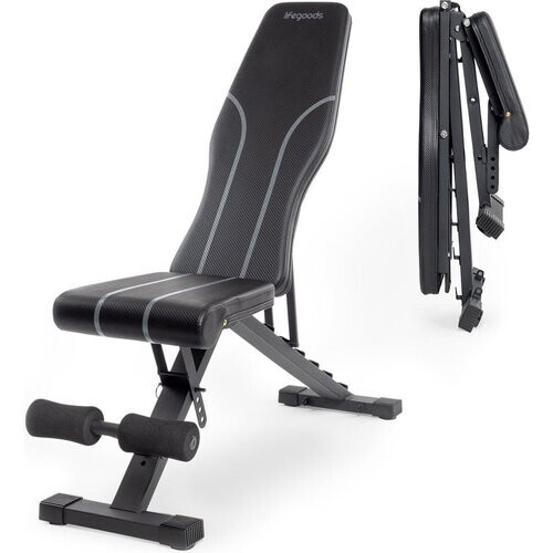 Tweedekans LifeGoods Fitness Halterbank - Fitnessbank - Bench Press - Trainingsbank - Verstelbaar - Inklapbaar - Zwart/Grijs Tweedehands