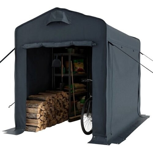 Tweedekans LifeGoods Opvouwbare Tuinschuur - Schuurtent - Opvouwbaar - Fietstent - Tuinberging - Stalen Frame - 220x150cm - Tuinschuur - Grijs