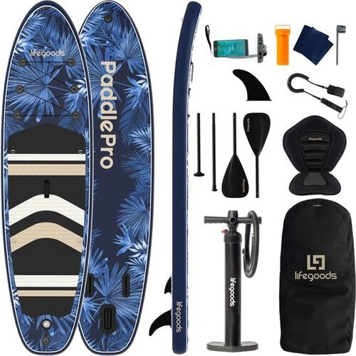 Tweedekans LifeGoods PaddlePro SUP Board - met Zitje - Opblaasbaar Paddle Board - Complete Set - Max. 150KG - 320x81cm - Tropical Blauw Tweedehands
