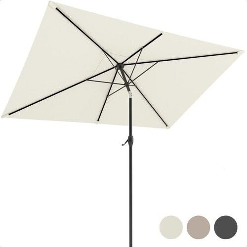 Tweedekans LifeGoods Parasol - 270x180cm - 30° Kantelbaar - Waterdicht - met Hoes - Crème Tweedehands