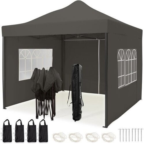 Tweedekans LifeGoods Partytent - 3x3 m - Antraciet - Easy Up Paviljoen met Zijwanden - Draagtas Tweedehands