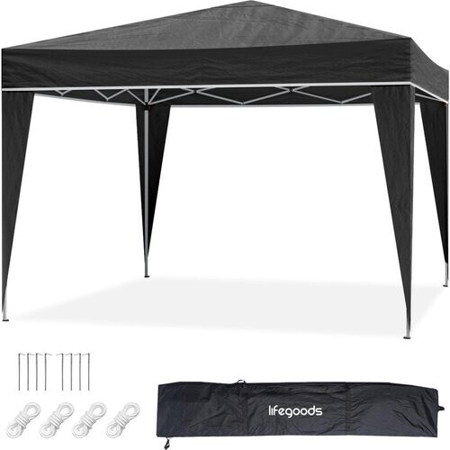Tweedekans LifeGoods Partytent - Paviljoen - 3x3 m - Easy Up - Opvouwbaar - Met Draagtas - Zwart Tweedehands