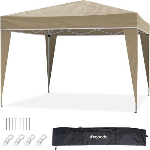 Tweedekans LifeGoods Partytent - Paviljoen - 3x3 m - Easy Up - Opvouwbaar - Met Draagtas - Beige Tweedehands