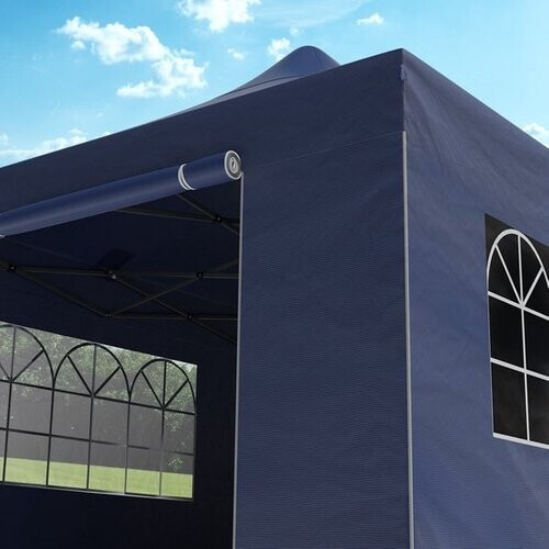Tweedekans LifeGoods Partytent - Paviljoen - EasyUp - Opvouwbaar - 4 Zijwanden - Waterdicht - Met Draagtas met wieltjes - 300 x 600 cm - Donkerblauw Tweedehands