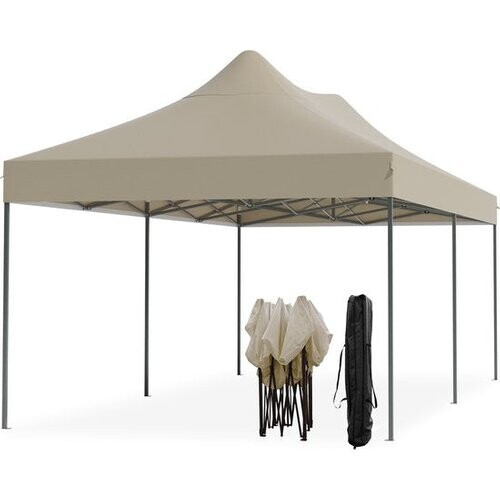 Tweedekans LifeGoods Partytent - Paviljoen - EasyUp - Opvouwbaar - Waterdicht - Met Draagtas met wielen - 300 x 600 cm - Beige Tweedehands