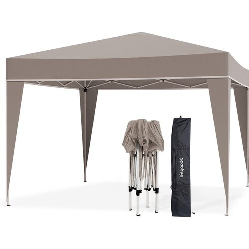 Tweedekans LifeGoods Partytent - Paviljoen - EasyUp - Opvouwbaar - Waterdicht - Met Draagtas - 300 x 300 cm - Beige Tweedehands