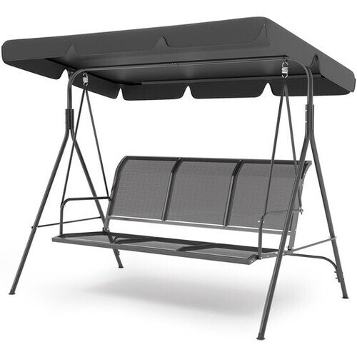 Tweedekans LifeGoods Schommelbank - 3-zits - tot 250KG - Kantelbaar Dak - UV-bestendig Zonnescherm - 172x104x162cm - Grijs Tweedehands