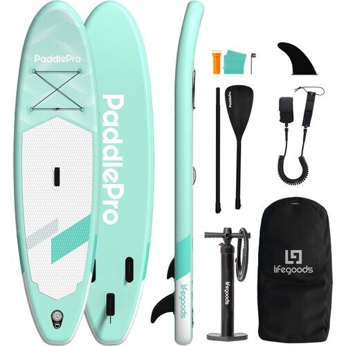 Tweedekans LifeGoods SUP Board - Allround Compact - 100 KG Draagkracht - Opblaasbaar - Compleet SUP pakket - Pastelgroen Tweedehands