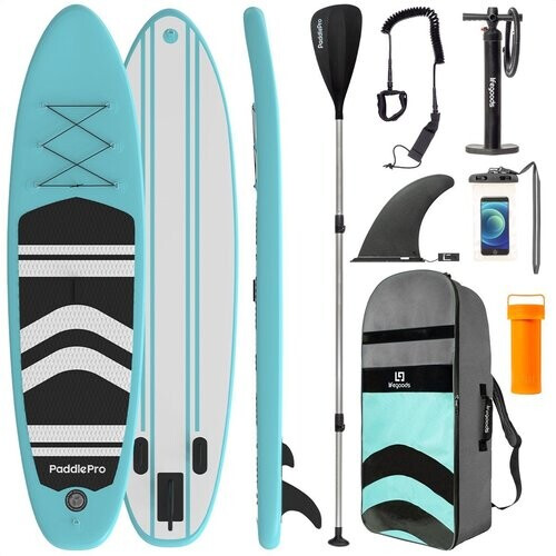 Tweedekans LifeGoods SUP Board - Opblaasbaar Paddle Board - Complete Set - Max. 135KG - 320x81cm - Mintgroen/Zwart Tweedehands