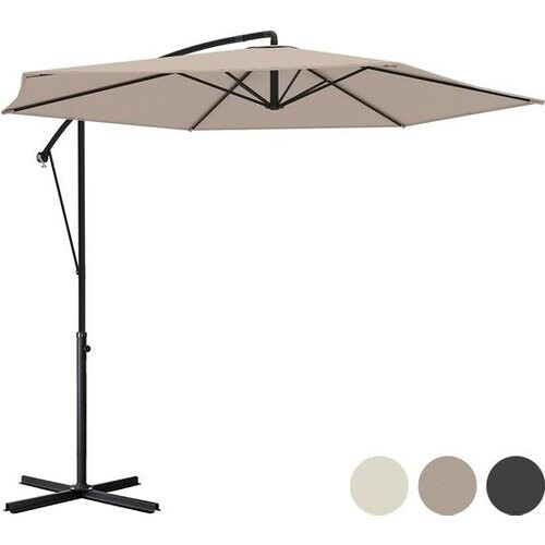 Tweedekans LifeGoods Zweefparasol - Ø300cm - Waterdicht - Geschikt voor Tot 8 Personen - Taupe - Inclusief Hoes Tweedehands