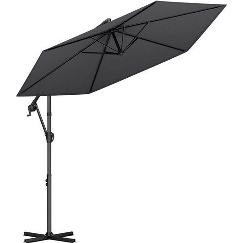 Tweedekans LifeGoods Zweefparasol - Rond Ø300 cm - UPF 50+ en Waterdicht - Donkergrijs Tweedehands