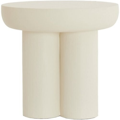 Tweedekans Light & Living bijzettafel ALI hout grijs bruin travertin zand – Ø45x50 cm Tweedehands