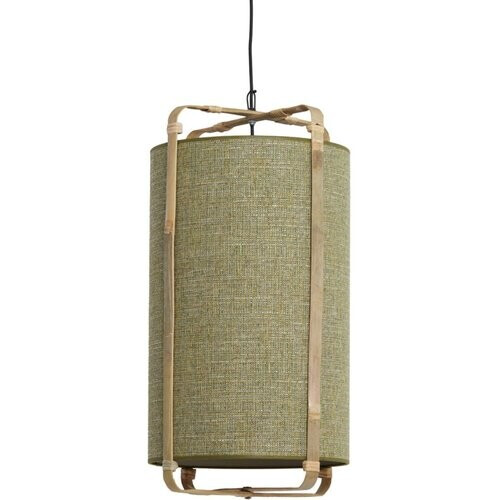 Tweedekans Light & living hanglamp Sendai Ø42 x 70 cm – groen met naturel bamboe Tweedehands