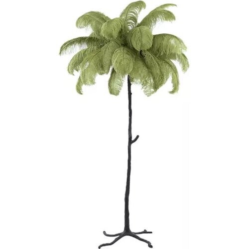 Tweedekans Light & Living Vloerlamp FEATHER - Zwart/Olijfgroen - Ø95×180 cm Tweedehands