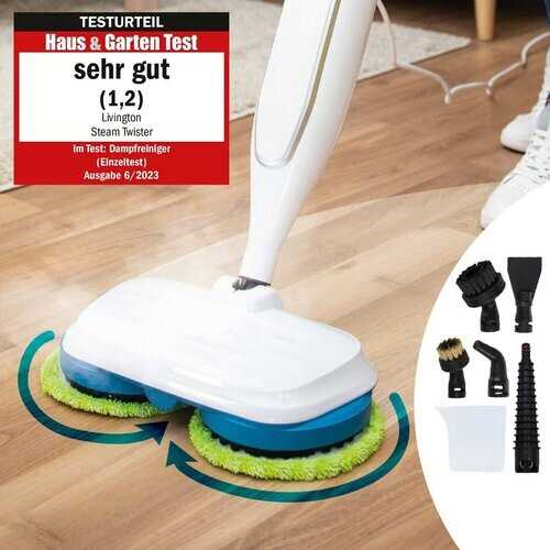Tweedekans Livington Steam Twister Stoomreiniger - Roterende Reinigingskop - 3-Staps Dampfregeling - Inclusief Accessoires Tweedehands