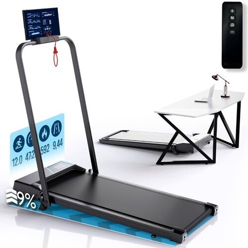 Tweedekans Loopband 1-12km/u – Walking Pad – Loopband Inklapbaar – Wandelband – Met Hellingfunctie – Incl. Tablethouder, Afstandsbediening en App