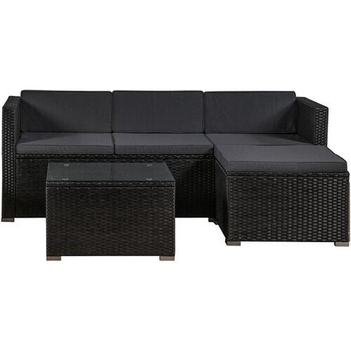 Tweedekans Juskys Loungeset - 3 Persoons - Polyrotan - 178 x 69 x 65 cm - Zwart / Antraciet Tweedehands