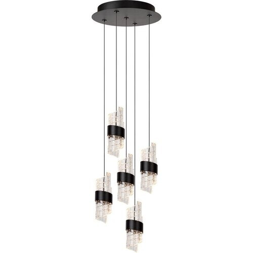 Tweedekans Lucide KLIGANDE - Hanglamp - Ø 30 cm - LED Dimbaar - 5x8W 2700K - Zwart Tweedehands