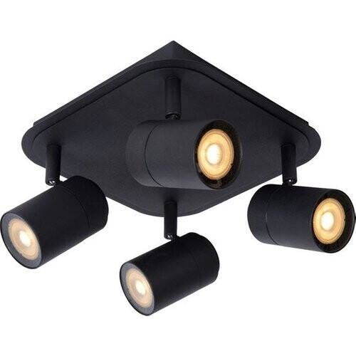 Tweedekans Lucide LENNERT - Plafondspot (Plafondlamp) Badkamer - LED Dimbaar - GU10 - 4x5W 3000K - IP44 - Zwart Tweedehands
