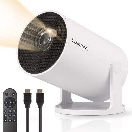 Tweedekans Lumina® Pro Mini Beamer 2026 – Android 14 Smart Projector met Google Playstore – Thuisbioscoop – Voor iOS & Android – WiFi 6 & Bluetooth 5.4 – Wit Tweedehands
