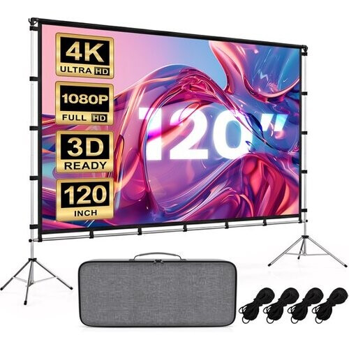 Tweedekans Lumina® Projectiescherm 120 inch – Beamer Scherm met Statief – Kreukvrij – Opvouwbaar – Met Draagtas – Voor Binnen & Buiten Tweedehands