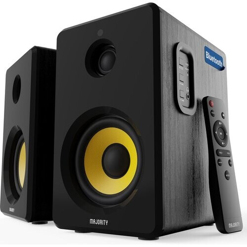 Tweedekans Majority - D40X - Actieve boekenplank luidsprekers - Aansluiten met Bluetooth - USB - AUX - RCA en optisch - Ingebouwde versterker - 4 inch basdrivers - Afstandsbediening en ingebouwd bedieningspaneel - Kevlar basweergave - Plug and play Tweedehands