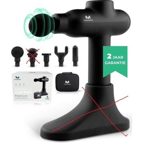 Tweedekans Massagerr® Massage Gun PRO - Massage Apparaat Professioneel – Incl. Standaard en Koffer – Massagegun - Krachtige Accu voor Lange Batterijduur - Sport en Relax Massage – Massageapparaten – Massage Pistool – Massageapparaat Tweedehands