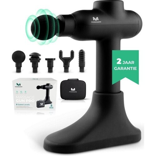 Tweedekans Massagerr® Massage Gun PRO - Massage Apparaat Professioneel – Incl. Standaard en Koffer – Massagegun - Krachtige Accu voor Lange Batterijduur - Sport en Relax Massage – Massageapparaten – Massage Pistool – Massageapparaat Tweedehands