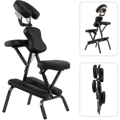 Tweedekans Massagestoel Inklapbaar Tattoostoel in Hoogte Verstelbaar Therapiestoel Draagbaar Klapmassagestoel met Draagtas Zwart Tweedehands