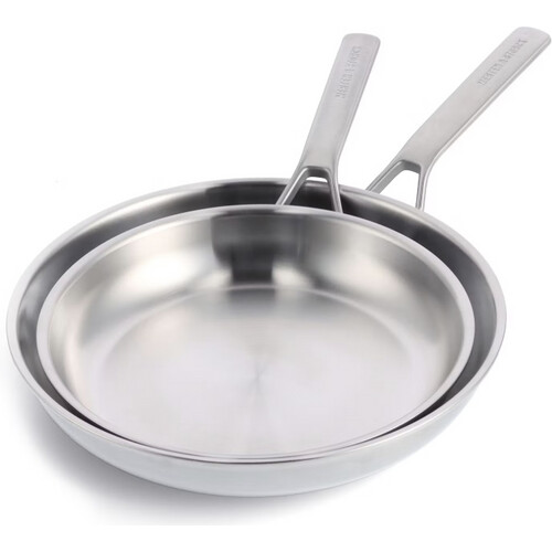 Tweedekans merten storck rvs pannenset – 26 cm & 30 cm – zilver Tweedehands